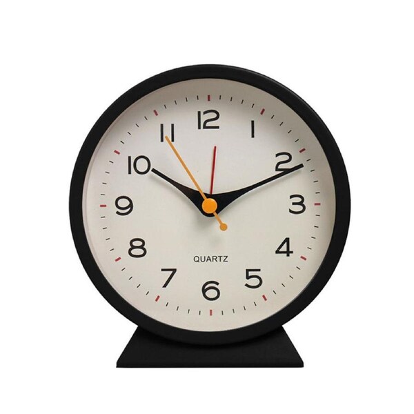 Catzon Analog Alarm Clock with Light Slient Battery Operated for Bedroom-Black