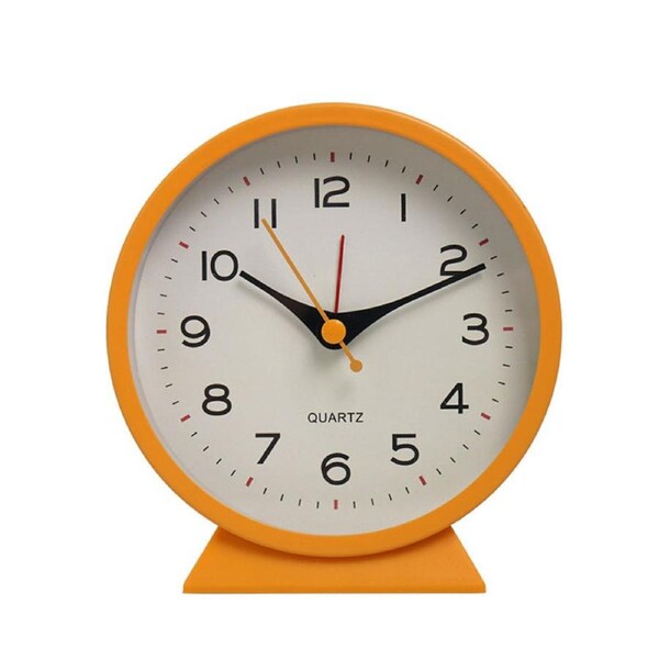 Catzon Analog Alarm Clock with Light Slient Battery Operated for Bedroom-Orange