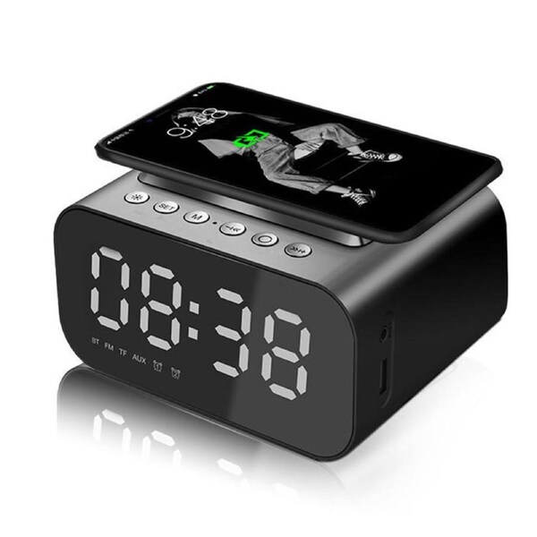 Catzon Digital Alarm Clock with Wireless Charging & FM Radio & 3 Levels Brightness