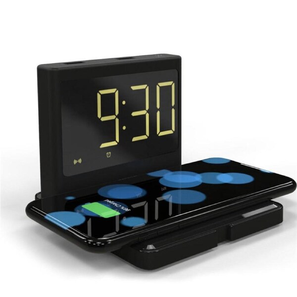 Catzon 15W Modern Alarm Clock with Wireless Phone Charger Compatibility for iPhone