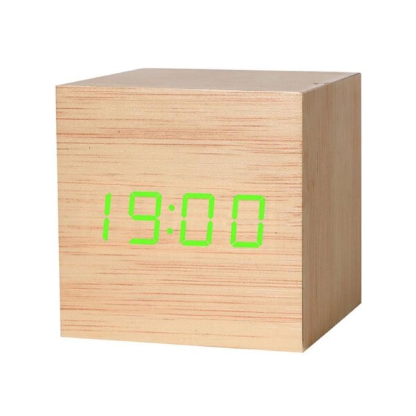 Catzon Modern Wooden Alarm Clock Thermometer Calendar Desk Decor-Bamboo4