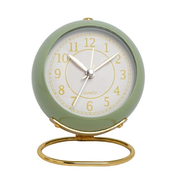 Catzon Retro Alarm Clocks Silent Non-Ticking with Light for Bedroom Travel-Green