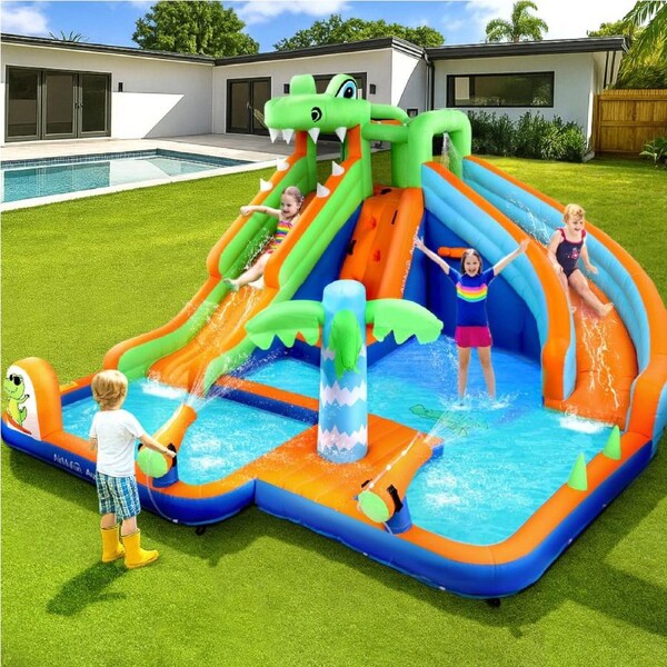 AirMyFun Kids Inflatable Pool Water Double Slide Park Jumping Castle 465X430CM
