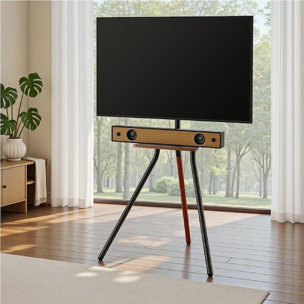 Artiss TV Stand 24-55" Wooden Tray Swivel Height Adjustable LED LCD Screen Monitor