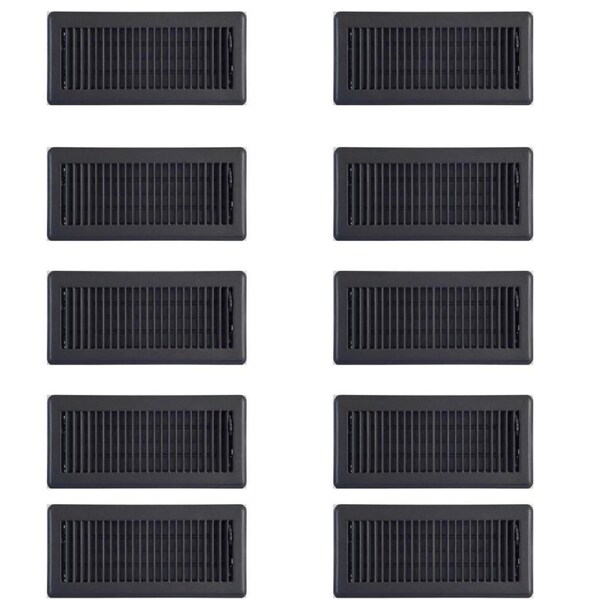 10PACK 10cm x 30cm Black Metal Louvered Floor Vent Register