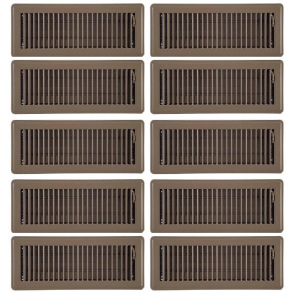 10PACK 10cm x 30cm Beige Metal Louvered Floor Vent Register