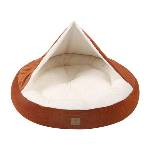 Hooded Corduroy Snookie Pet Nest (Terracotta) - Large