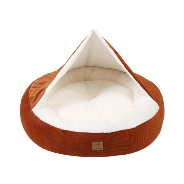Hooded Corduroy Snookie Pet Nest (Terracotta) - Medium