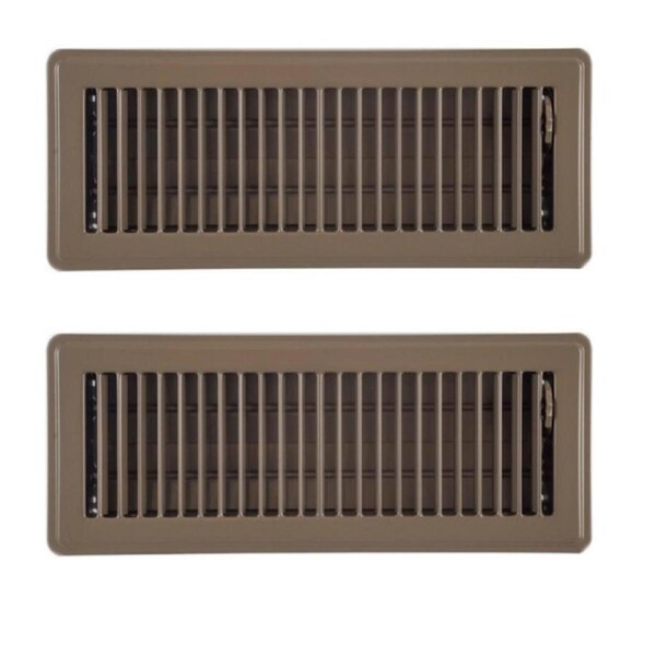 2PACK 10cm x 30cm Beige Metal Louvered Floor Vent Register