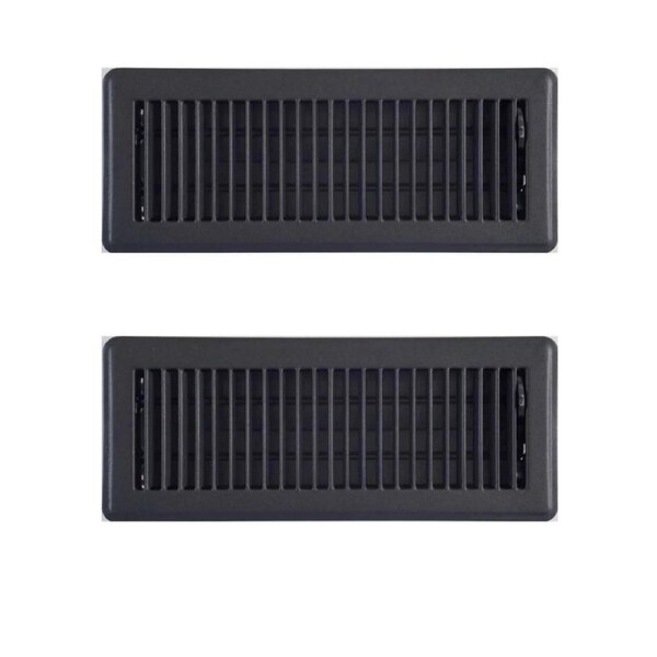 2PACK 10cm x 30cm Black Metal Louvered Floor Vent Register