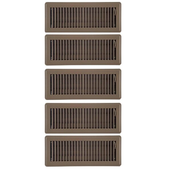5PACK 10cm x 30cm Beige Metal Louvered Floor Vent Register