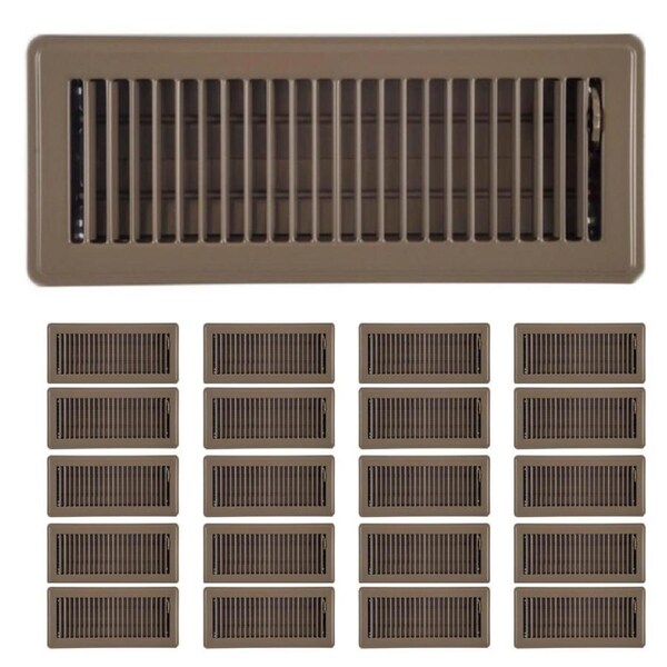 20PACK 10cm x 30cm Beige Metal Louvered Floor Vent Register