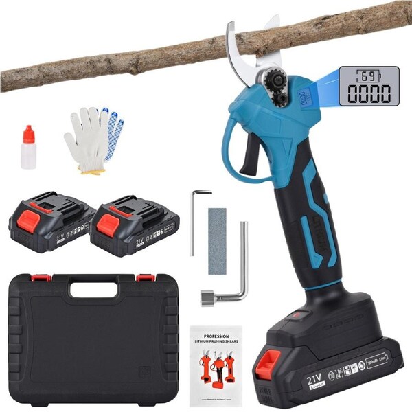 Advwin Electric Pruning Shears, Cordless Electric Pruner Battery Powered, with 2 Pack 1.5Ah Rechargable Batteries, 25MM (0.98Inch) Cutting Diameter