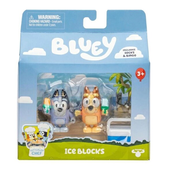 Bluey Ice blocks Socks and Bingo Figurines 2 Pack