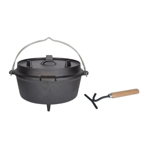 Esschert Design Dutch Oven 12" Camping Hiking Fire Pit Cookware 36.8cm Black