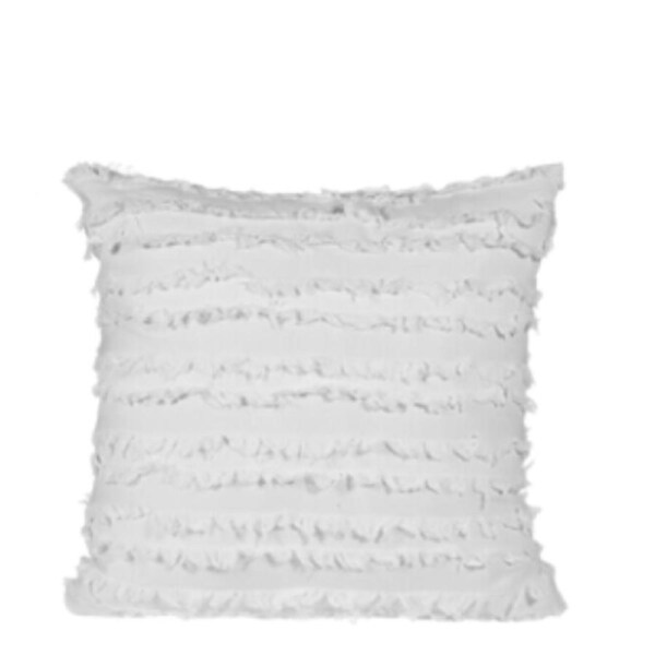 Striped Boho Tassels Fringe Cushion Cover White
