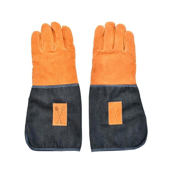 Esschert Design Denim Garden Hand Gloves w/ Cuffs Gardening/Pruning 36.4cm Blue
