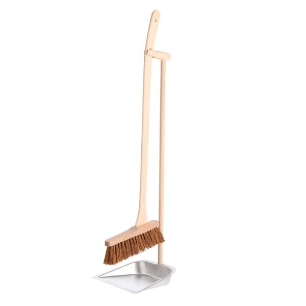 Esschert Design Dustpan & Brush Set w/Long Handle Garden Cleaning 25.5cm Natural