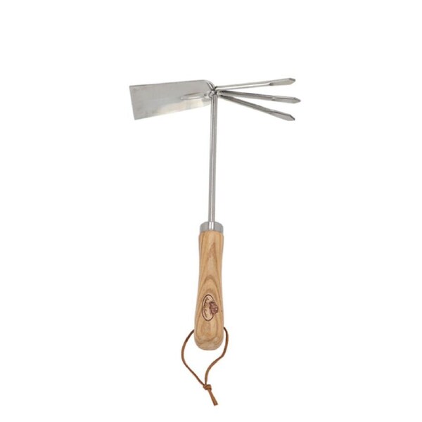 Esschert Design Stainless Steel Double Garden Hoe Gardening Tool Natural