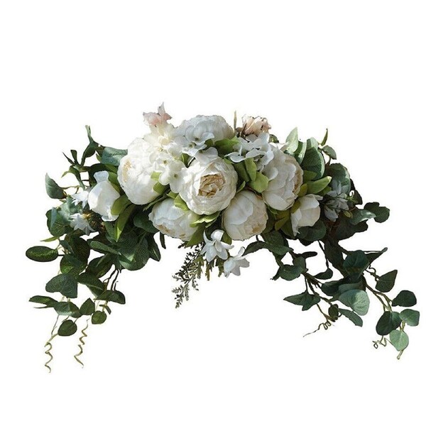Wedding Arch Backdrop Flower Artificial Bouquet Garland Door Lintel Decor White