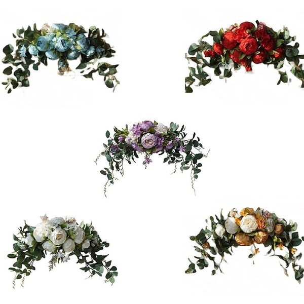 Wedding Arch Backdrop Flower Artificial Bouquet Garland Door Lintel Decor Purple