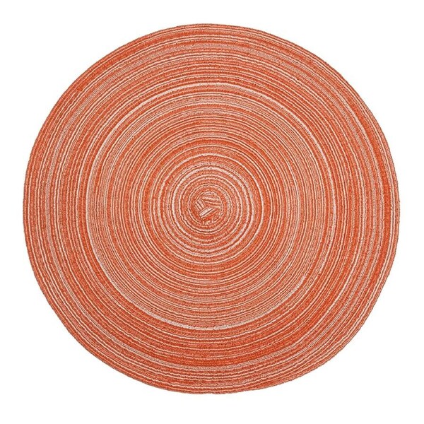 Round Jacquard-Weaved Non Slip Placemats Dining Table Place Mats Set - 4pcs Orange