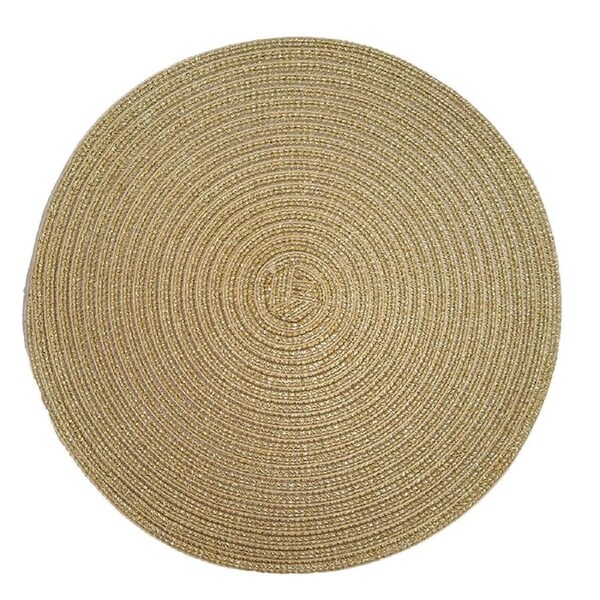 Round Jacquard-Weaved Non Slip Placemats Dining Table Place Mats Set - 4pcs Gold