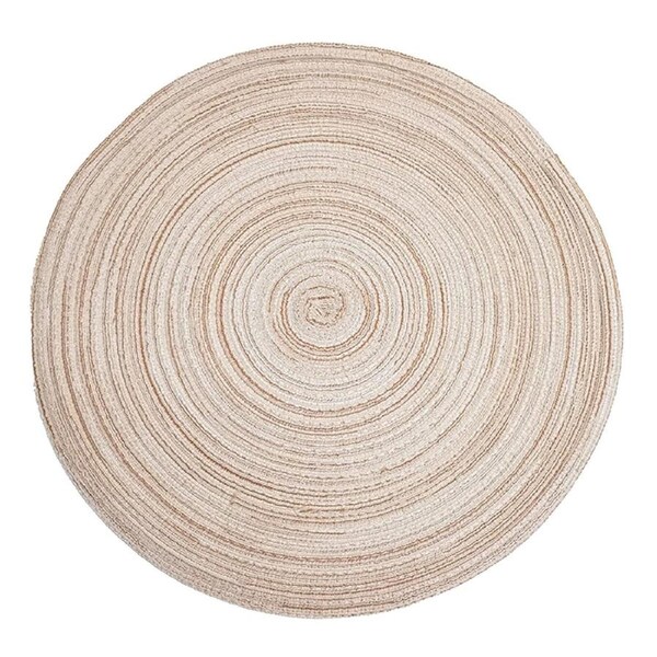 Round Jacquard-Weaved Non Slip Placemats Dining Table Place Mats Set - 4pcs Beige