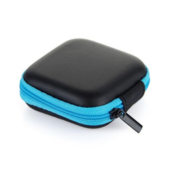 Portable Mini Hard Case Pouch Storage Bag For Earphone Headphone Earbuds Cable Blue