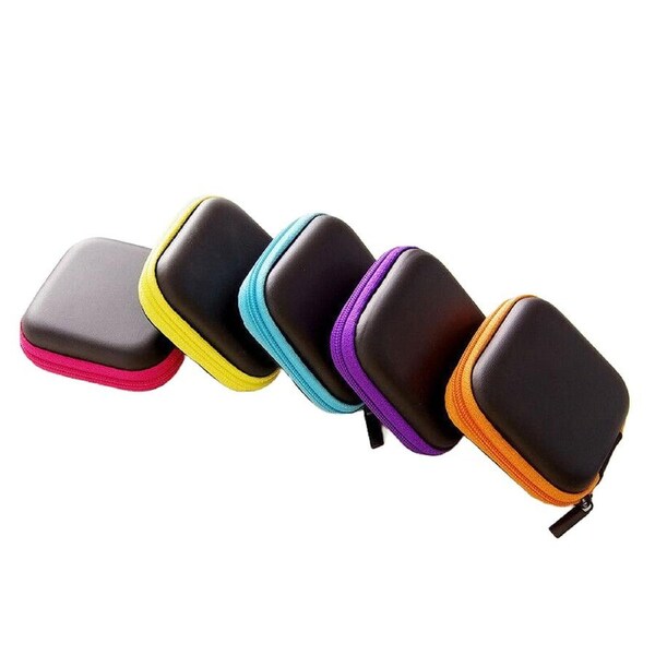 Portable Mini Hard Case Pouch Storage Bag For Earphone Headphone Earbuds Cable Purple