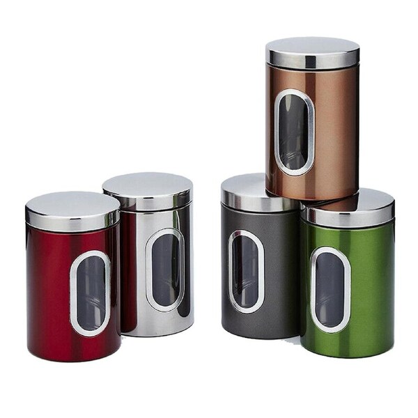 Tea Coffee Sugar Pasta Herbs Biscuits Storage Jars Kitchen Container Tins Black