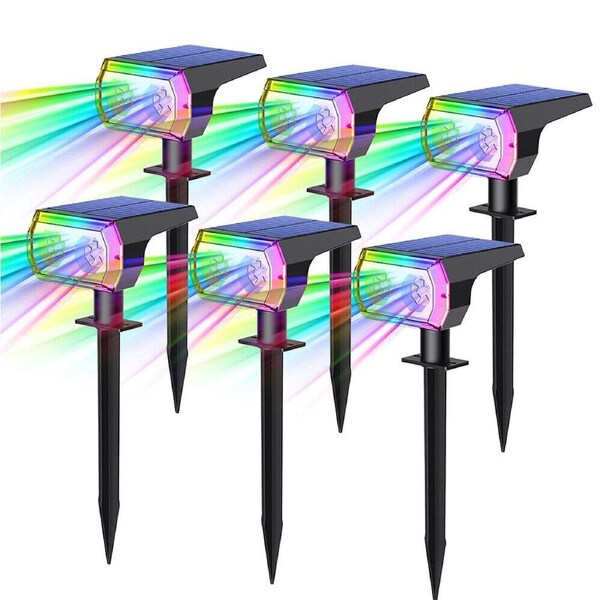 RGB Solar Spot Lights LED Garden Outdoor Pathway Lawn Fence Lamp Spotlight Light 6pcs RGB