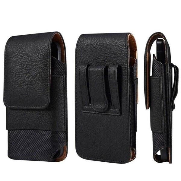 Universal Men Waist Bag Mobile Phone Belt Clip For Mobile Phone Holster Pouch - Black 7.0 Inches