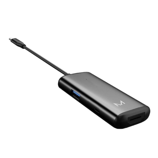 Moyork Lynk Adapter x2 USB 3.0 + HDMI 4k + USB-C - Space Grey Grey