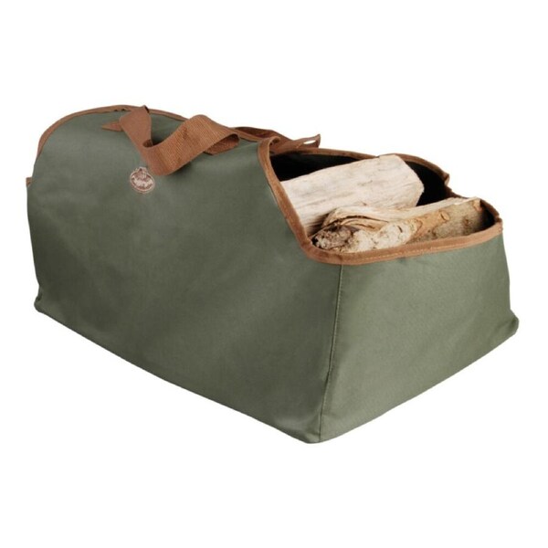 Esschert Design Canvas Log Carrier Organiser Garden Storage 59cm Green