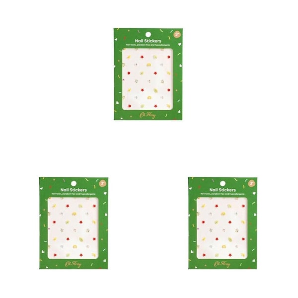 3PK Oh Flossy Non-Toxic Kids Nail Stickers Art Manicure Design Wild Wonders 3y+