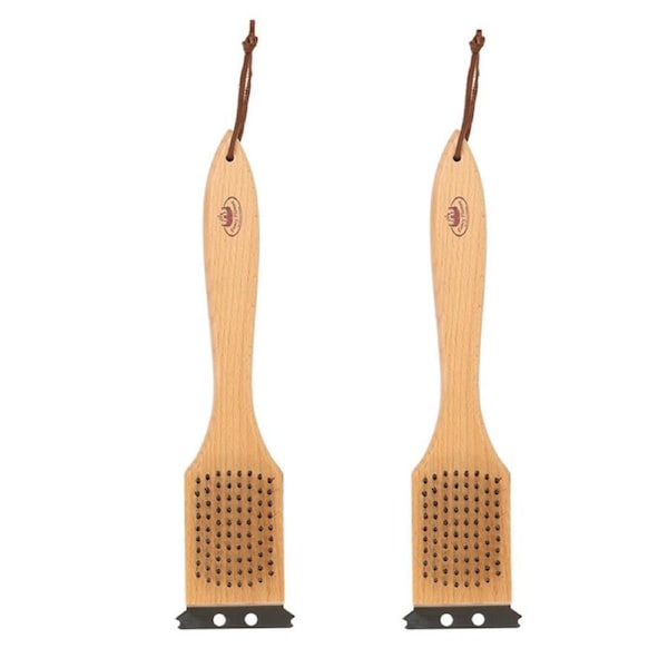 2PK Esschert Design BBQ Cleaning Brush w/Scraper Outdoor Camping Cooking Natural