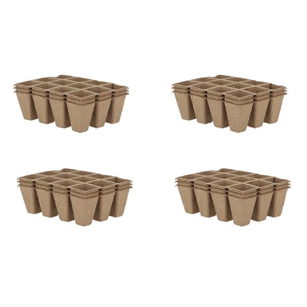 4PK 3pc Esschert Design Round Grow Pot Tray Garden Decor Small 16.3cm Brown