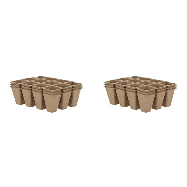 2x 3pc Esschert Design Round Grow Pot Tray Garden Decor Small 16.3cm Brown