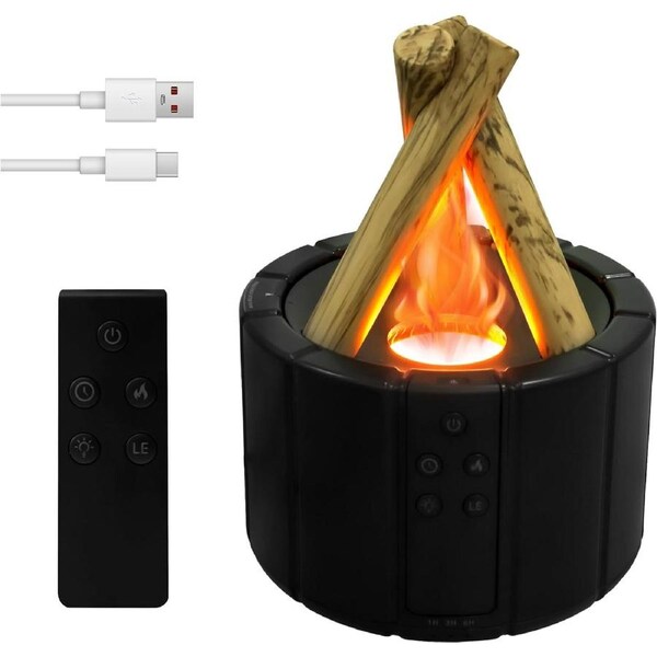 Flame Fireplace Diffuser, Essential Oil Diffuser for Fireplace, Humidifier with Light and Remote Control