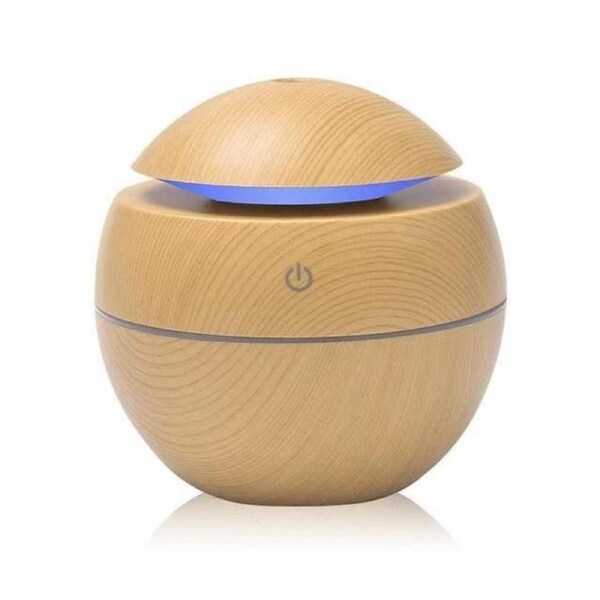 New mushroom-shaped humidifier with wood grain, aromatherapy machine, USB, car, office, home, colorful night light, quiet humidification