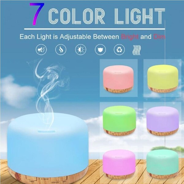 500ml Large Capacity Remote Control Colorful Creative Humidifier Household Wood Grain Humidifier
