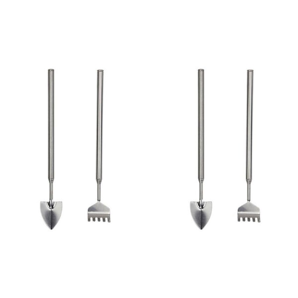 2x 2pc Esschert Design Extendable Terrarium Tool Set Outdoor Garden Silver