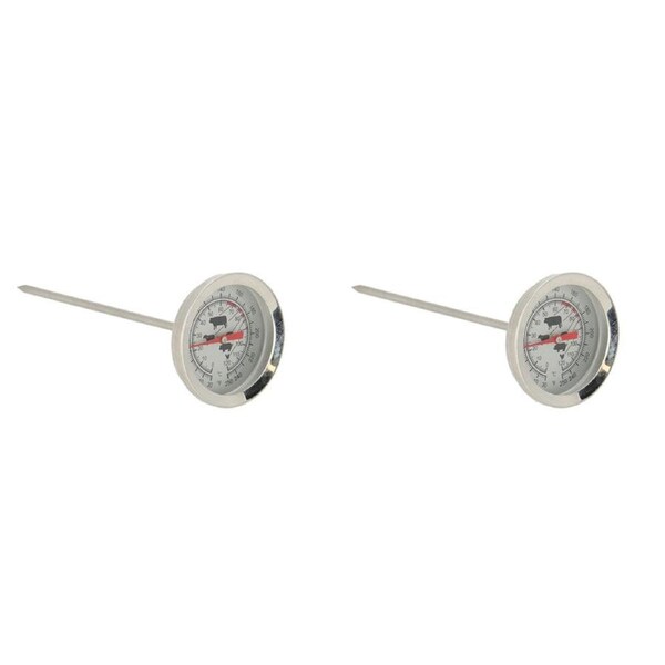 2PK Esschert Design Meat Thermometer Stainless Steel Kitchen Cooking 14cm Silver