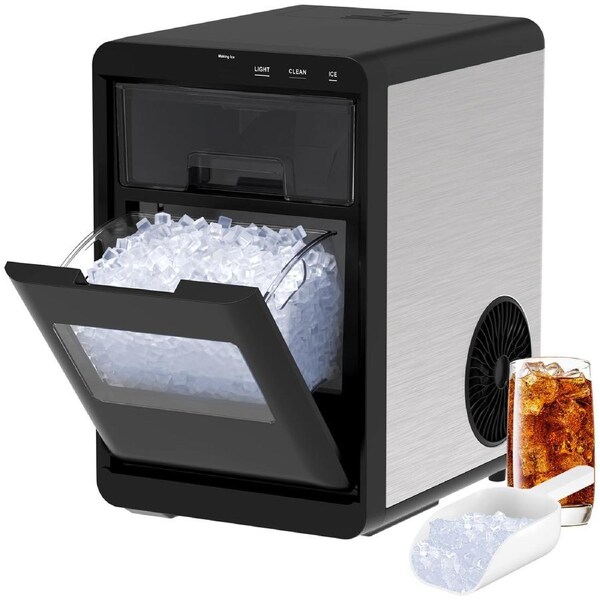 Advwin Nugget Ice Maker, Chewable Ice Machine with Soft Pebble Ice, 20KG/Day Countertop Ice Maker with 1.8L Water Tank, LED Display & Touch Control for Home, Kitchen, Bar, Parties