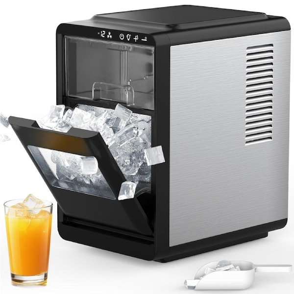 Advwin Crescent Ice Maker, 12KG/Day Countertop Ice Machine with Adjustable Ice Thickness, 0.9KG Ice Basket, 1.8L Water Tank, 15-Min Cycle