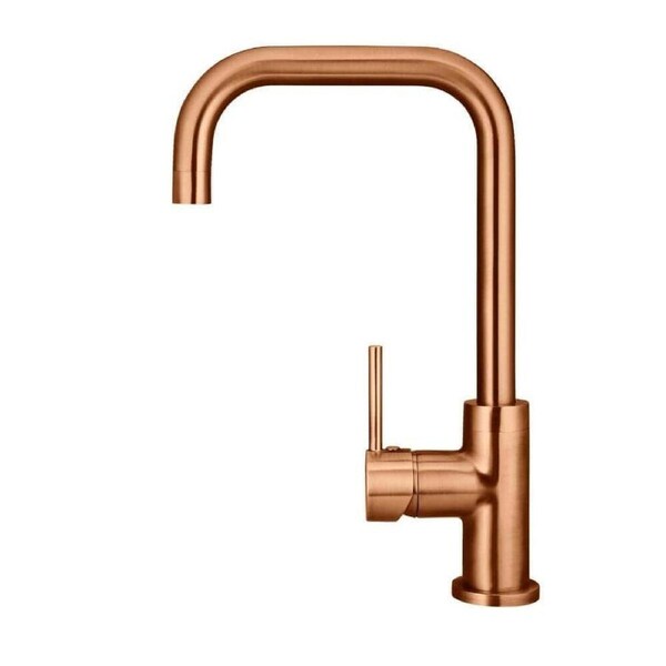 MEIR Round Kitchen Mixer Tap - Square Neck Swivel - PVD Lustre Bronze