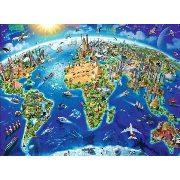 Ravensburger - World Landmarks Map Puzzle 200pc