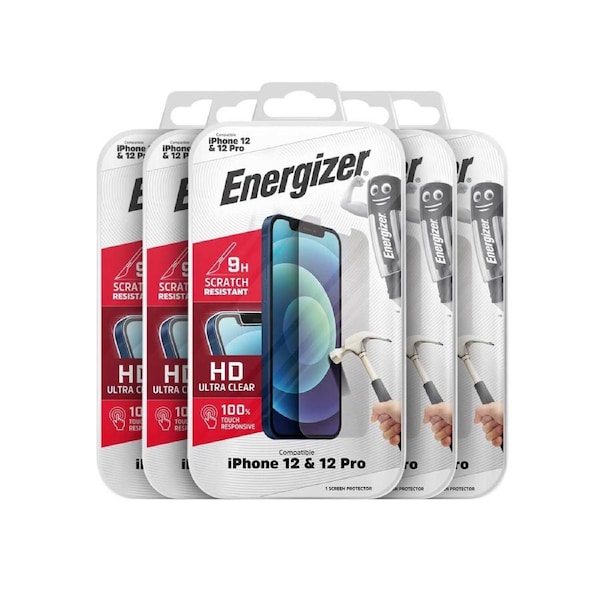Bulk Pack of 10 ENERGIZER Glass Screen Protector For iPhone IP 12 / 12 PRO IP12GLASSX10