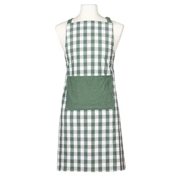 Ladelle Kitchen Cooking Green Gingham Apron Adult One Size